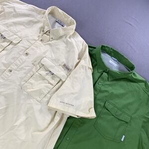 Columbia PFG Omni-Shade Shirt Mens 4XL Beige Green Short Sleeve Fishing Lot 2